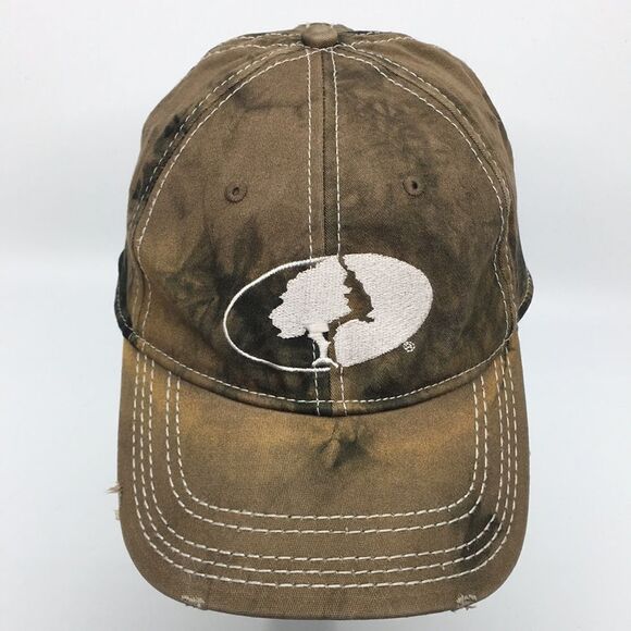Mossy Oak Bleach Dyed Hat Hunt Woodland Camo Fish Baseball Cap Stretch Fitted - Picture 5 of 16